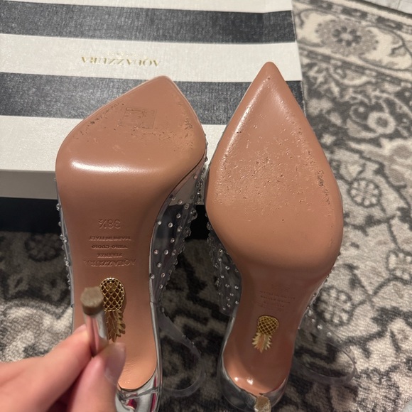 Aquazzura Silver Crystal Embellished Heels